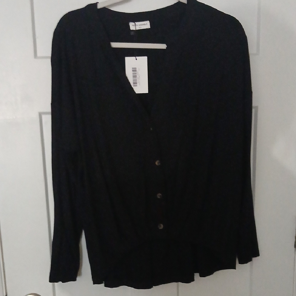 Black Button Down Shirt Qith Front Gather